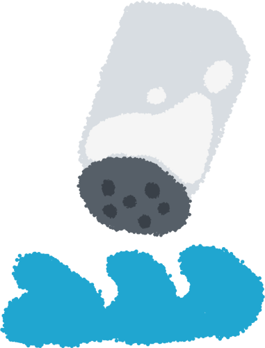 some waves with a salt shaker, pointing down as if salting the water